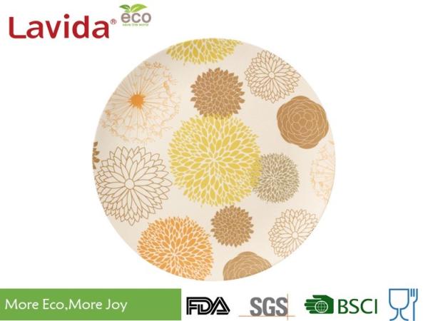Mixed Colors Non - Odor Bamboo Fibre Plates , Round 8/20cm Bamboo Recyclable Plates