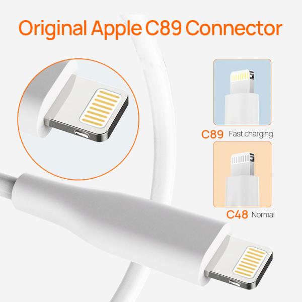 MFI C89 Braided Iphone Cable OD 3.5mm Iphone Lightning Cable 2m