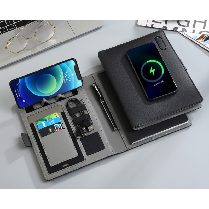 OEM A5 Microfiber PU Power Bank Notebook Wireless Charging 16GB USB