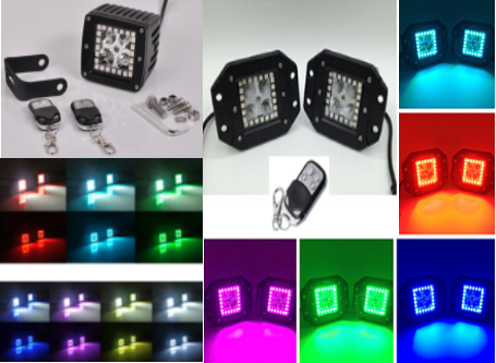 3.2 Inch 12w RGB Offroad Led Work Light , 12V 24V LED Work Light ATV SUV Mine Boat Lamp 4WD