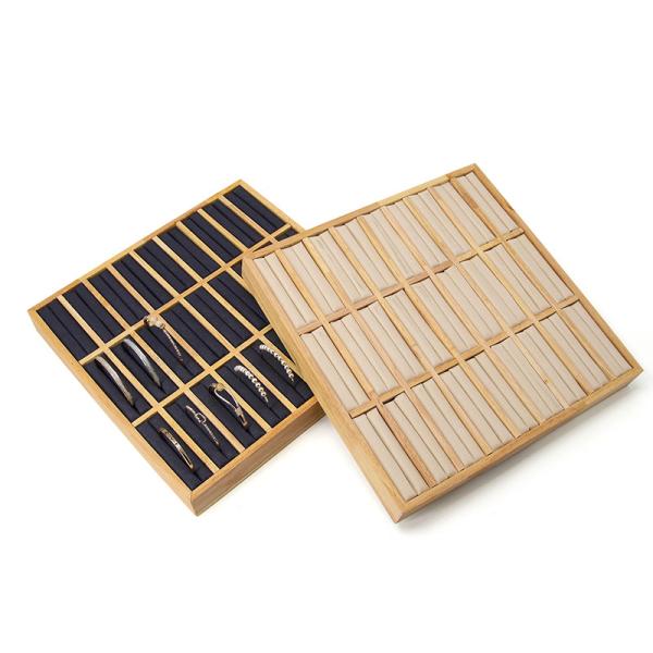 3x9 Compact Joaillerie en bois massif anneau de stockage plateau d'affichage pour le spectacle de luxe