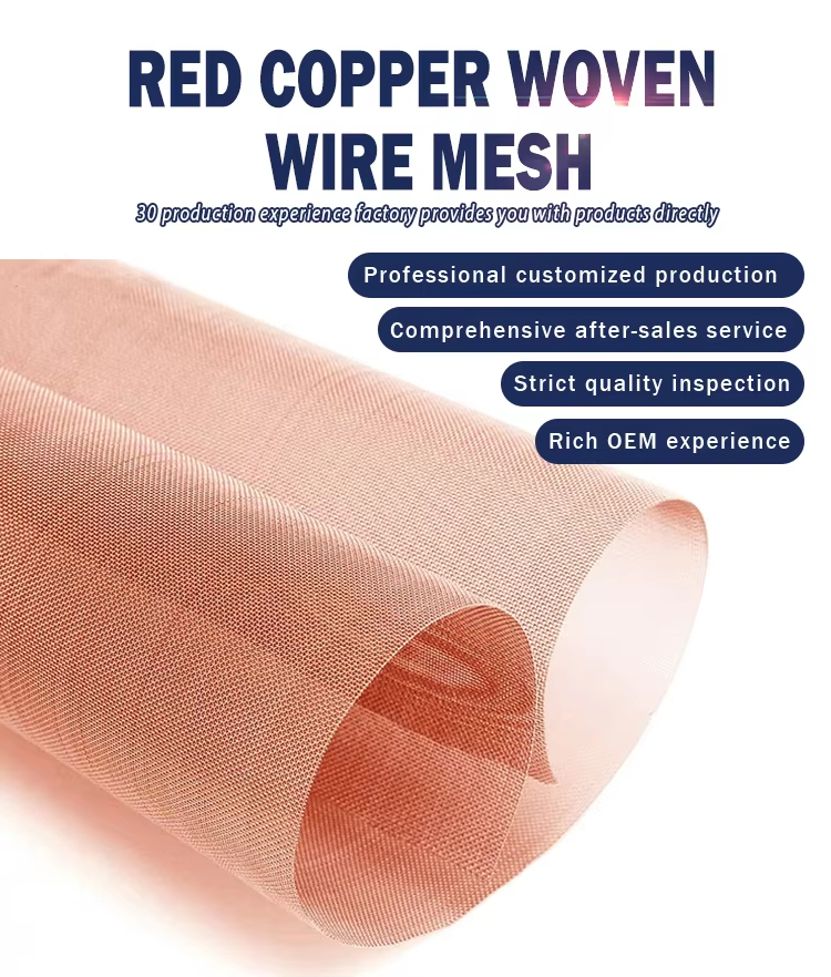 Wholesale Copper Wire Mesh 8-120 Mesh with 0.10-0.80mm Wire Diameter for Industrial Filtration Applications