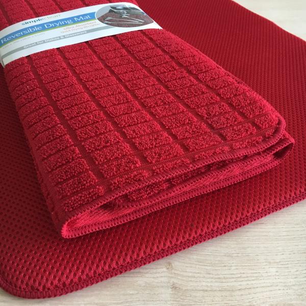 Sinlge packed 1pc Microfiber  printeted water absorb dish mat kitchen water pad with grid patten