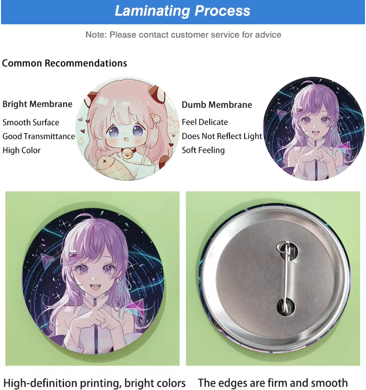 Magnetic Button Badges Custom Printing Tin Round/Square Badges And Pins With Logo
