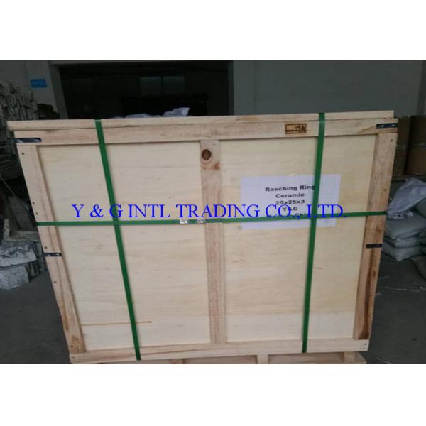 Simple Shape Ceramic Tower Packing / Ceramic Raschig Rings High Mechanical Stability