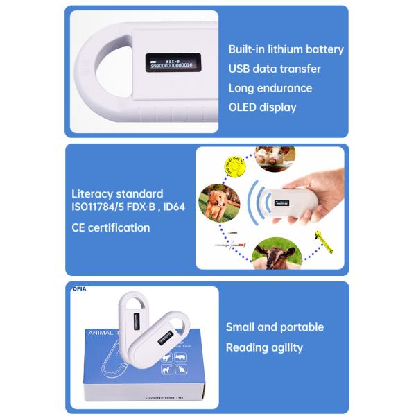 Compact User Friendly Animal Microchip Reader Scanner With Rechargeable Battery For ID Chip reading