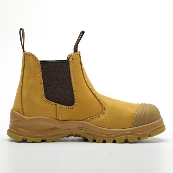 Wheat Genuine Leather Cowhide Steel Toe Security Boots ODM
