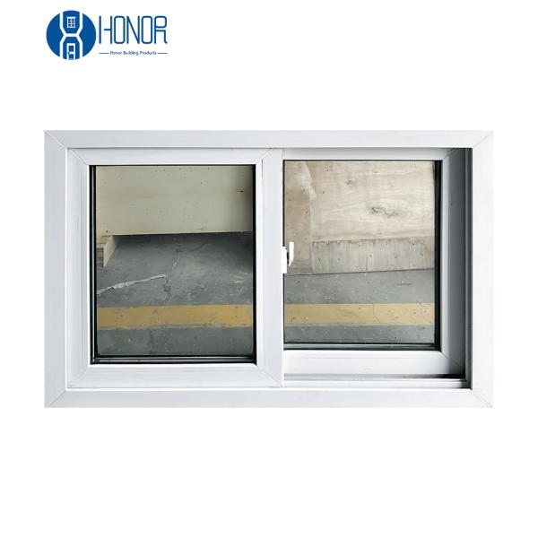 Honor Double Sliding PVC/UPVC Windows with Tempered Glass Plastic Frame for Home Hotels Basements Living Rooms