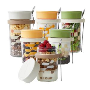 6 Embalagens de Ovos durante a noite Containers com tampa para Oatmeal Pudding