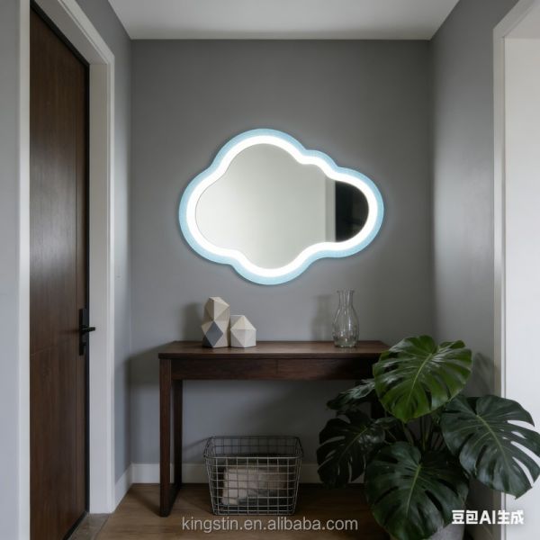 Kingstin Cloud Shape LED Backlit Mirror with Touch Control - Dimmable Bathroom Vanity Mirror/ Bedroom Makeup