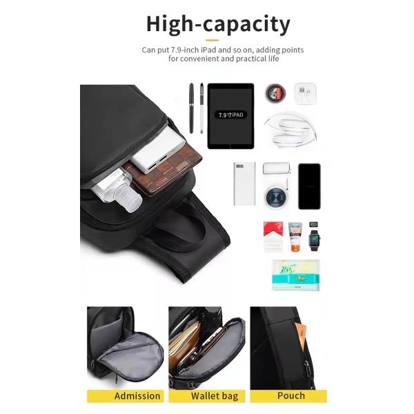 Fashion OEM Nylon Men Shoulder Chest Sling Bags 18*12*28cm