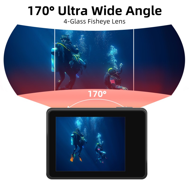 Newest HD 4k Dual Screen Sport Action Camera Motorcycle Bike Helmet Riding Camera 30M Waterproof Sport Camera with WIFI