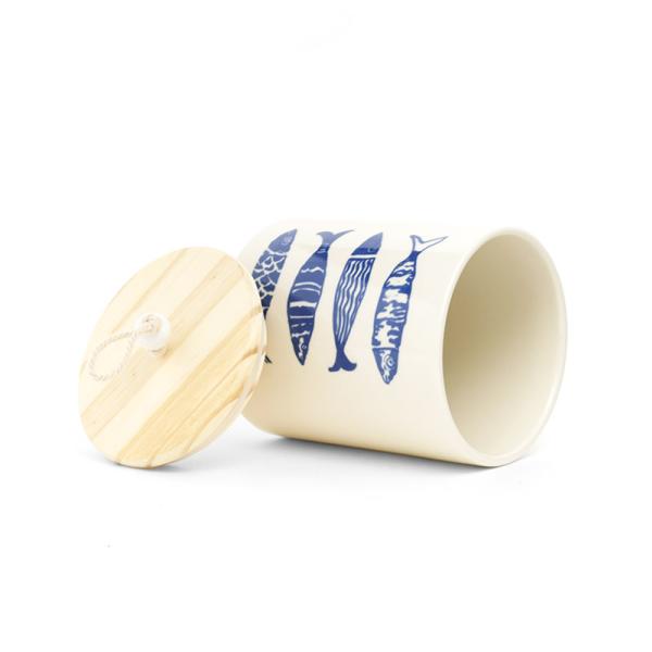 Геометрический океан Синий керамический контейнер настраивает чай кофе сахар хранилище банка для кухни с крышкой и кремниевым ри