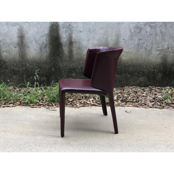 Luxury ANASTASIA Fiberglass Dining Chair Covered With Leather 1/8”Thick