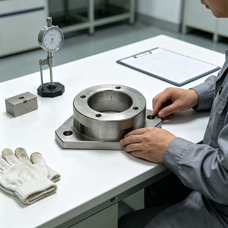 Custom CNC Machined 6061-T6 Aluminum Flange Mount Housing with High-Precision Triangular 3-Hole Design for Automation Equipment.
