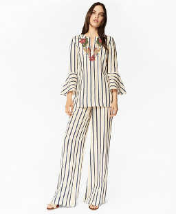 2018 новым верхних частей туники женщин дизайна Флористическ-вышитых мексиканцем Линен