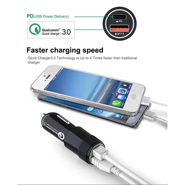 двойной заряжатель телефона быстрого автомобиля USB 30w, тип заряжатель USB PD3.0 автомобиля c для Iphone