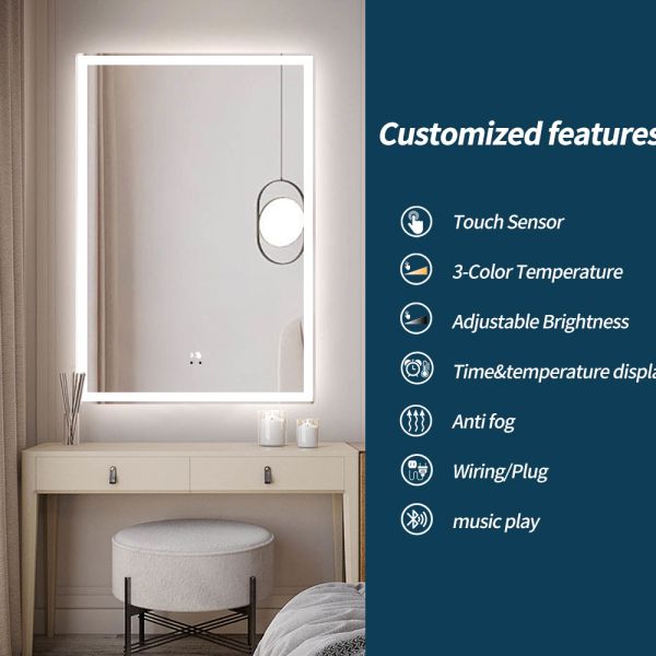IP44 Defogger LED Mirror   , LED Bathroom Vanity Mirror With Lights