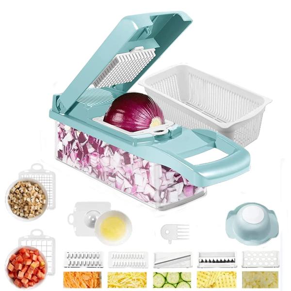 Custom Logo Stainless Steel 8 Blades Potato Onion Food Chopper Mandoline Vegetable Slicer