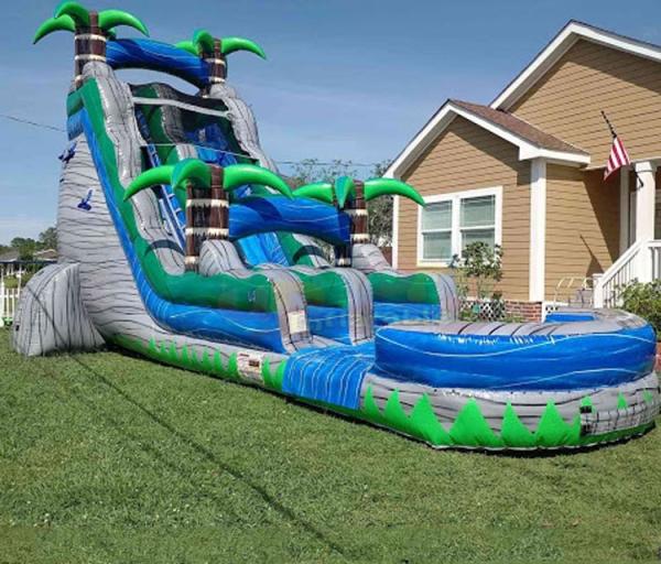 Adult Bouncer Castle Outdoor Inflatable Water Slides With Pool