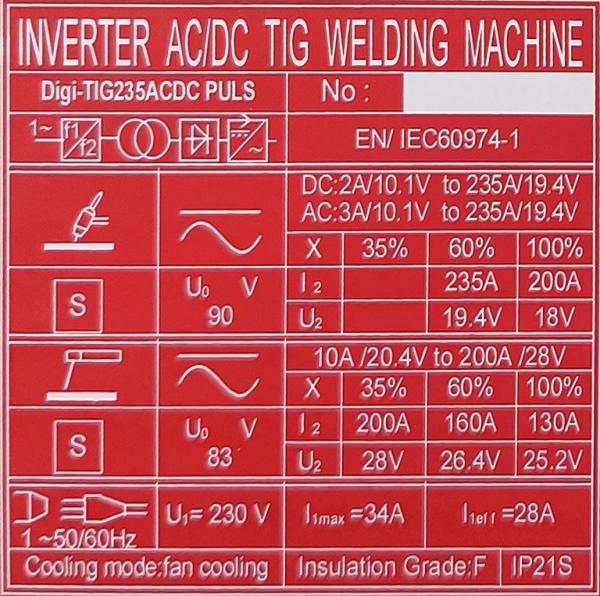 230V LCD AC DC Pules TIG MMA Welding Machine 235A Aluminum Welder