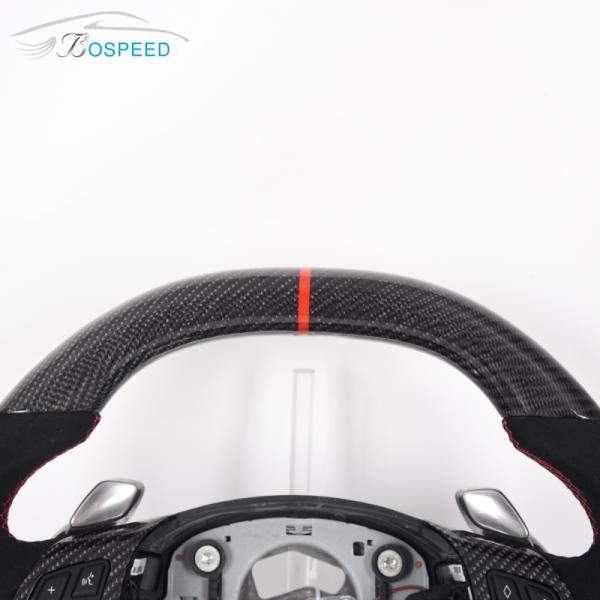 White Stitching Alcantar BMW Carbon Fiber Car Steering Wheel Leather Toray Twill