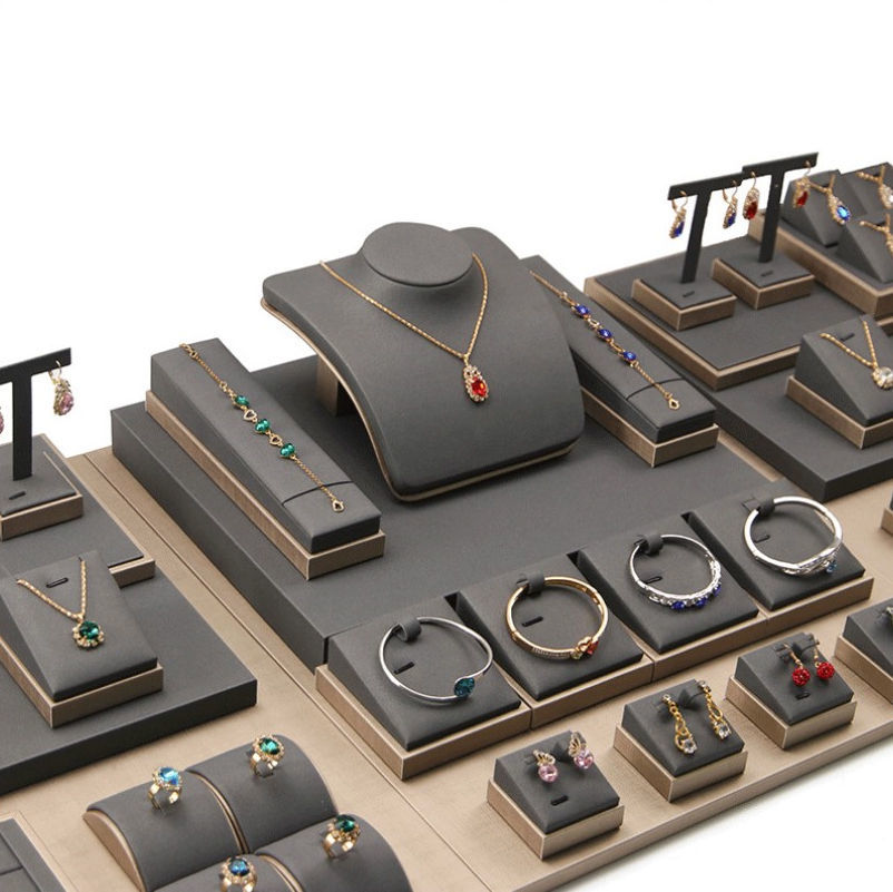 Matte Grey Jewelry Display Prop Set for Minimalist Jewelry Exhibition