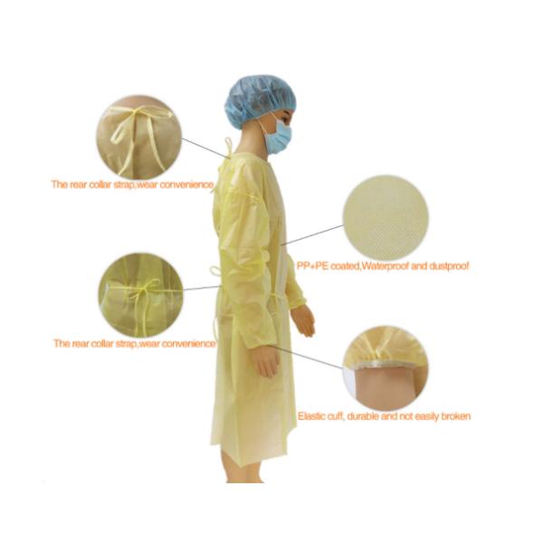 Liquid Resistant Protective Disposable Gowns Surgical Yellow Color