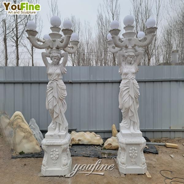 Garden Park Decor Modern Design High Quality Marble Lady Lamp Sculpture
