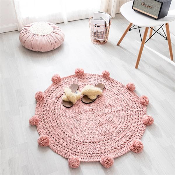 Y-W Blocking Mats for Knitting Washable Floral Kids Rug Modern Nordic Style Cotton Carpet for Children's Room Home Use