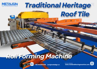 Traditional Metal Roof Tile Roll Forming Machine With Hydraulic Punching And Auto Stacker