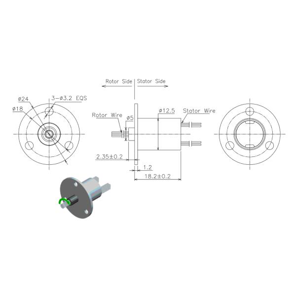 Mini Capsule Slip Rings 6 Circuit 2A IP40 300 RPM