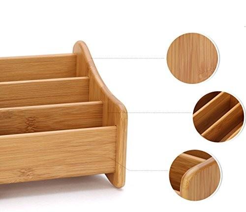 Small Bamboo Office Supplies Wood Desk Organizer Storage Holder For Pen