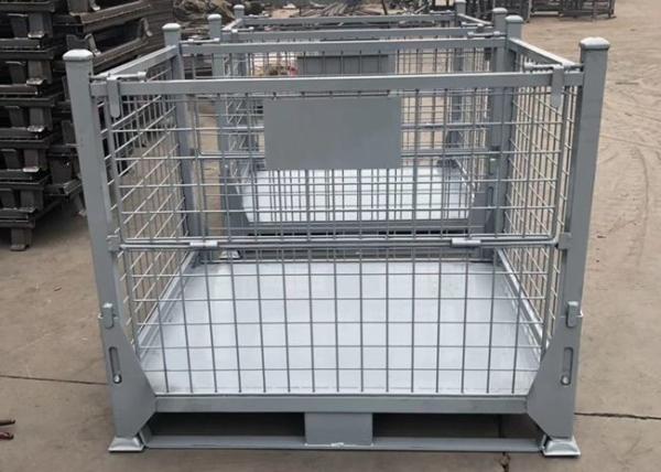 Galvanized Steel Q195 4.0-6.0mm Wire Mesh Pallet Cage Foldable Wire Mesh Basket