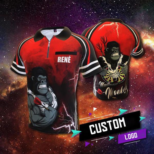 OEM Sublimation Darts T Shirt Multicolor With Zippers Design