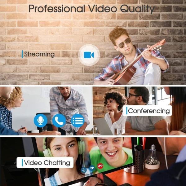 Microphone 24MP 1080P HD Web Camera for PC Laptop BLACK Cover
