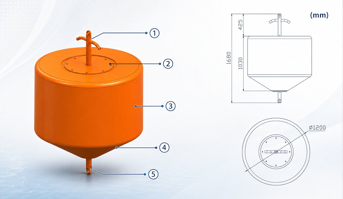 1200 mm LLDPE Mooring Buoy for Marine and Coastal Mooring