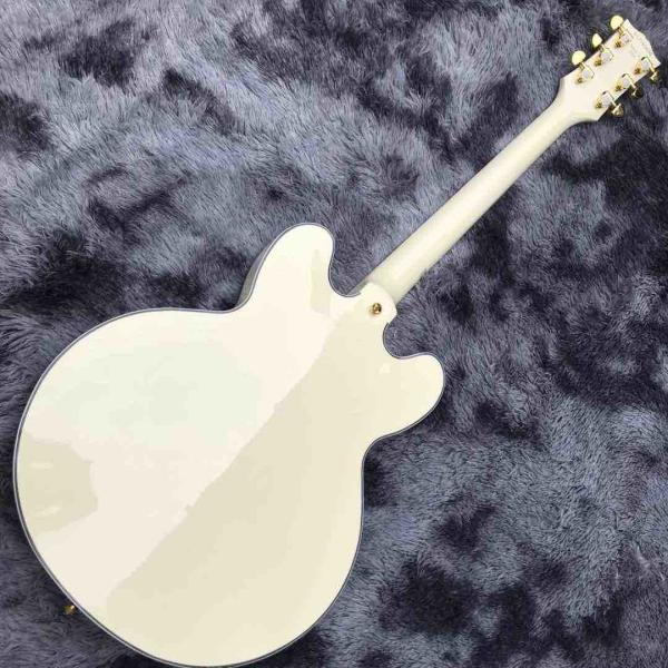 Double F-Holes Hollow Body Jazz Electric Guitar Ebony Fretboard Tremolo System in White