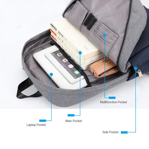USB Anti Theft Charging Backpack Waterproof 15.6 Inch Laptop Rucksack