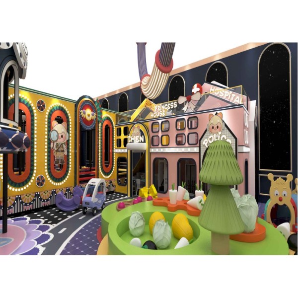Macaron Home Play Kids Indoor Amusement Center Custom Family Entertainment Castle Maze Slide Trampoline for Villa