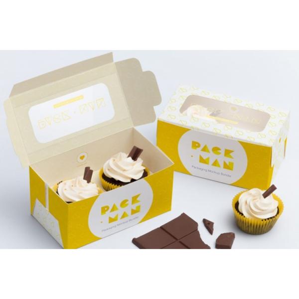 Recycled 400gsm FBB Mini Cake Box With Handle Custom Color