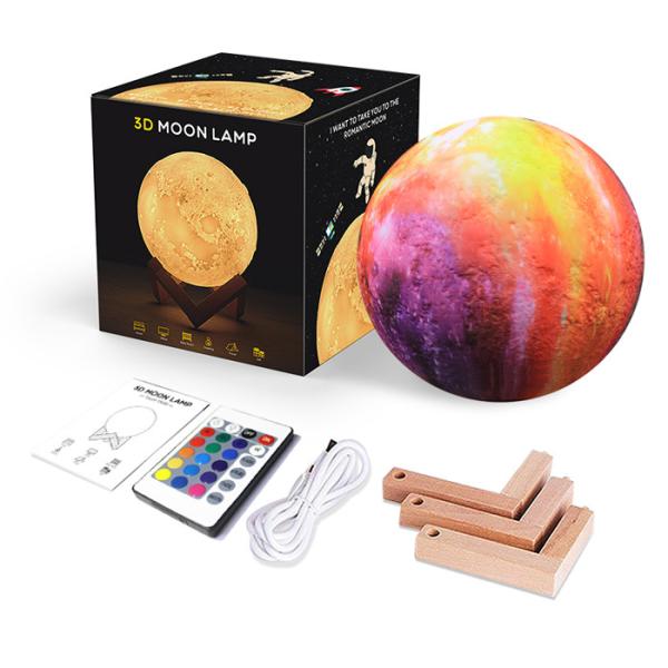 Moon Lamp 16 RGB Colors 3D Night Light for Kids Bedroom Decoration Birthday Gifts
