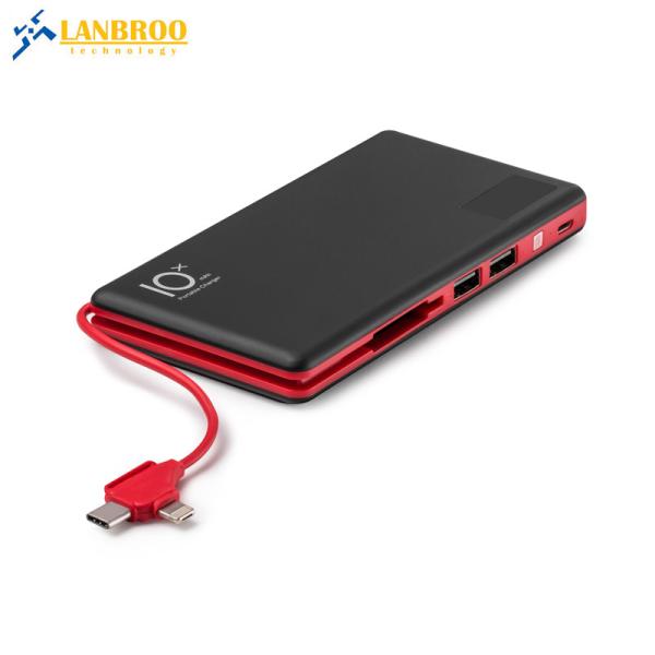 DC5.0V 2.4A Out Put 10000MAH Power Bank ABS+rubber oil smart power bank For Xmas Gift Portable
