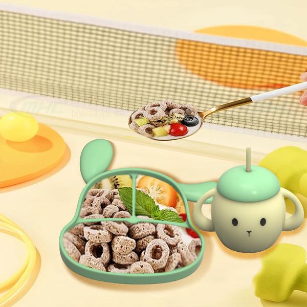 MHC Cartoon Animal Silicone Baby Feeding Set Plate for Kids Travel Nursing 500 Pieces