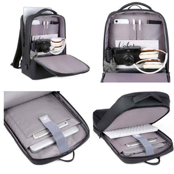 Geometric Pattern Unisex Fashionable Blue Black Anti-Theft Waterproof Lightweight Laptop Backpack for Business Travel