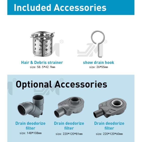 Brushed Silver Stainless Steel Shower Channel Drain With Tile Insert Grate