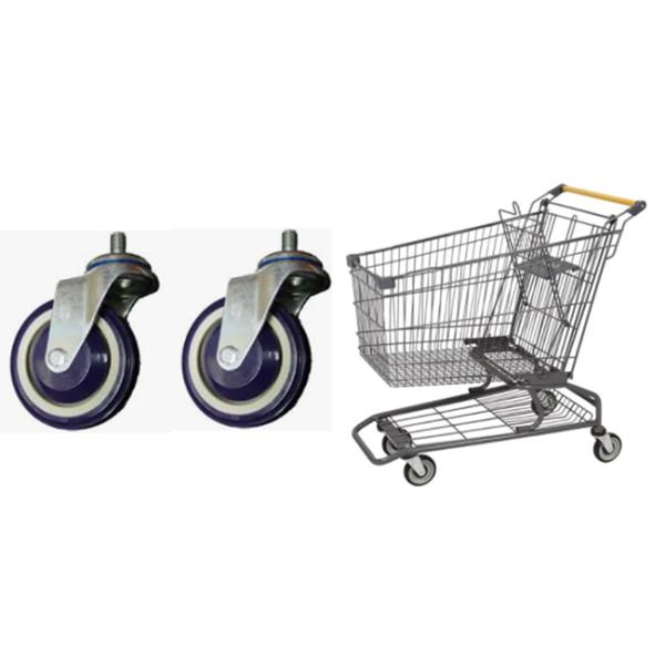 4 Inch Blue Polyurethane PU Shopping Cart Caster Wheels