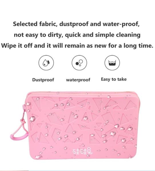 Fashion Solid Color Silicone Makeup Large Capacity Zipper Cosmetic Storage Bag Soft Silicone Wash Bag