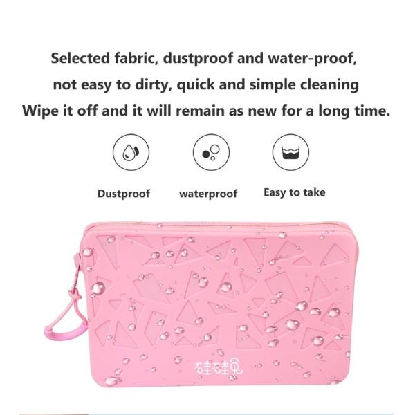 Small Square Silicone Waterproof Organizer Cosmetic Storage Bag Large Capacity Holder Portable Cosmetic