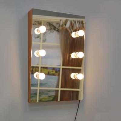 espelho iluminado madeira maciça da parede do adaptador 5mm da cabeça do impacto do bulbo do diodo emissor de luz 6pcs